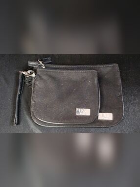 Dior Beauty Cosmetic Bag Lot Black Makeup Pouch Travel Toiletry Case Set of 2